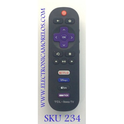 CONTROL REMOTO PARA SMART TV TCL ROKU / NUMERO DE PARTE JH-14170 / GZL-P20042 / 21001-000071 / 017030103xA4MODELOS 49S403D / 55S425-MX